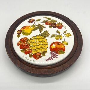 Goodwood Vintage Fruit Ceramic & Wood Trivet Hot Plate Kitchen Retro Decor